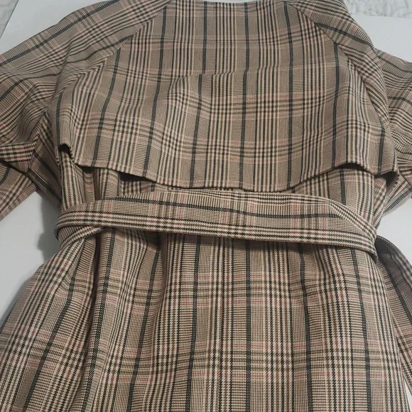 MICHAA Plaid Trench Coat NWOT